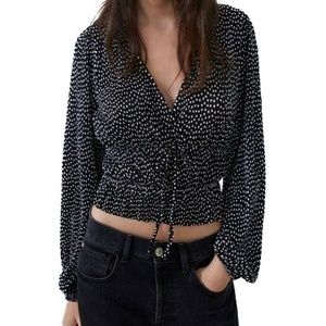 ZARA Plisse Polka Dot Top